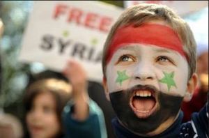 کودکان سوری در تضاهرات صلح‌امیز مردم سوریه بر علیه بشار اسد